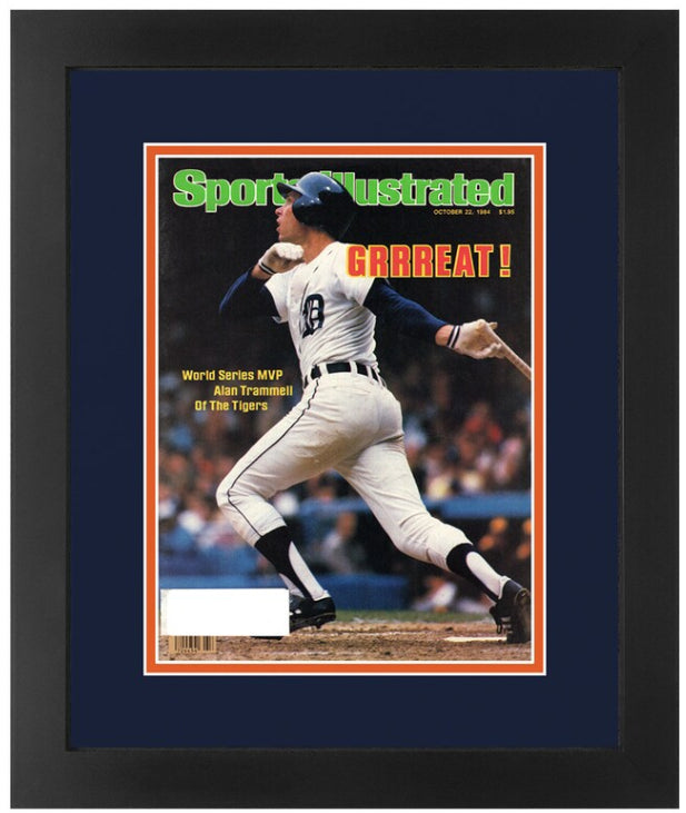 Alan Trammell Detroit Tigers Vintage Sports Illustrated Magazine October 22, 1984  Original Issue Professionally Matted with Team Colors and Framed 14.25  x 17