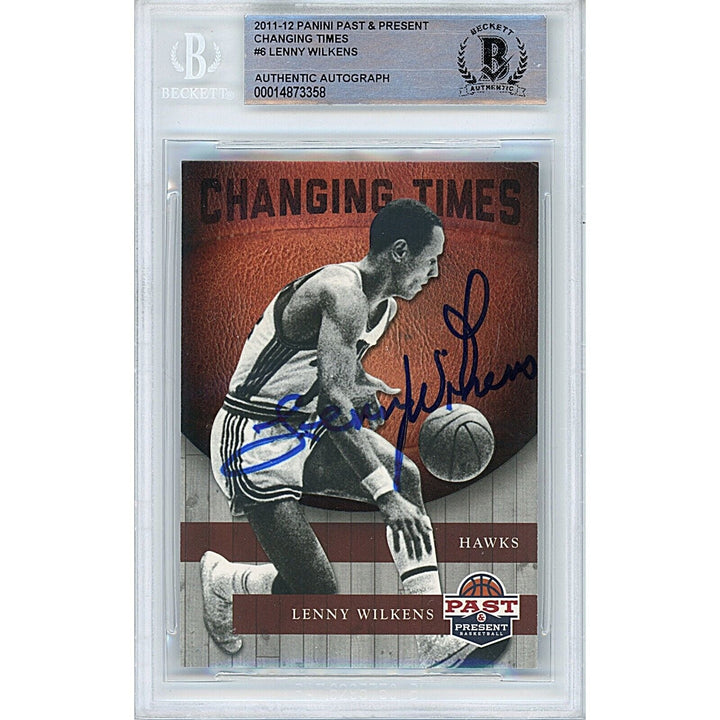 Lenny Wilkens St Louis Hawks Signed 2011-12 Panini Basketball Card Beckett Auth Auto Slab