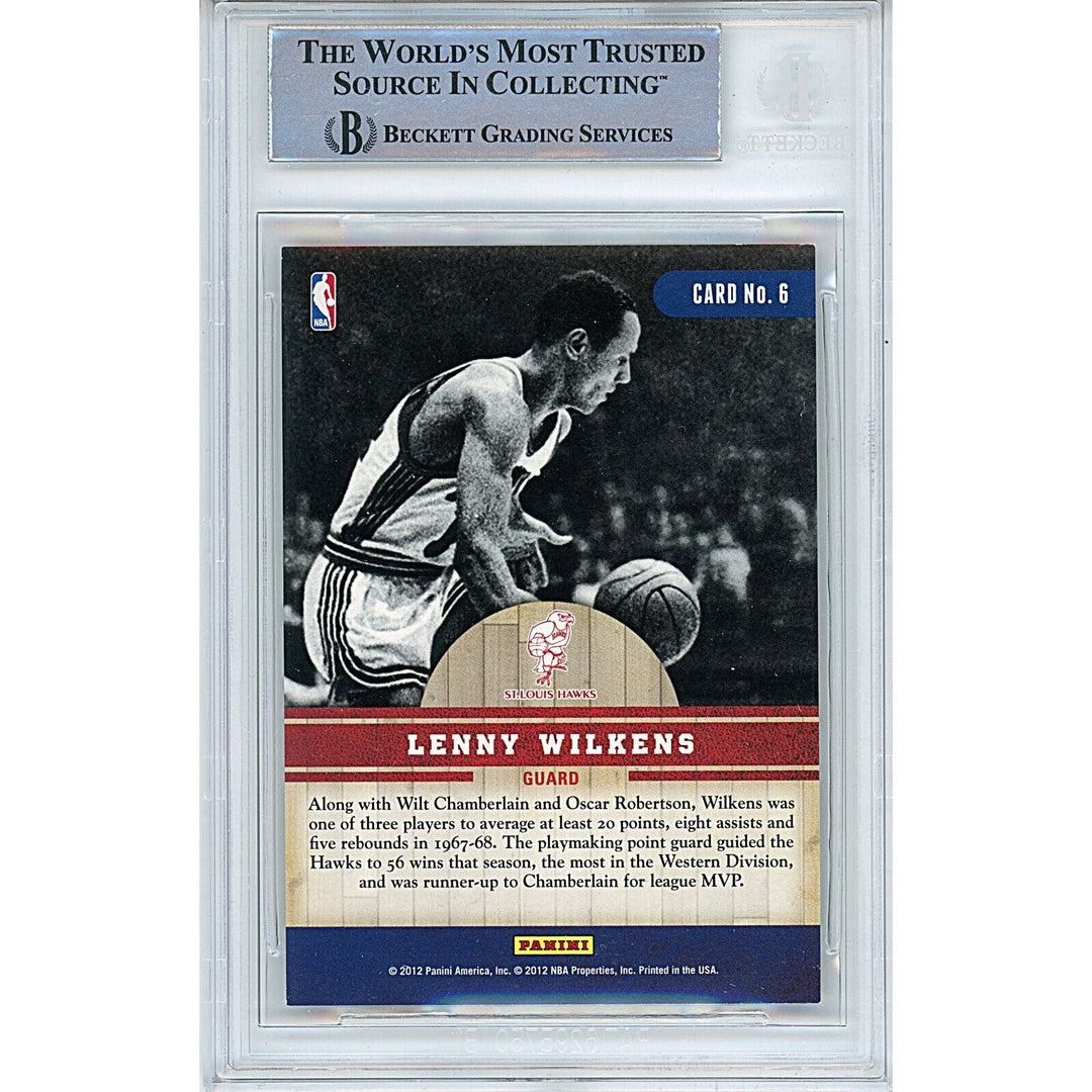 Lenny Wilkens St Louis Hawks Signed 2011-12 Panini Basketball Card Beckett Auth Auto Slab