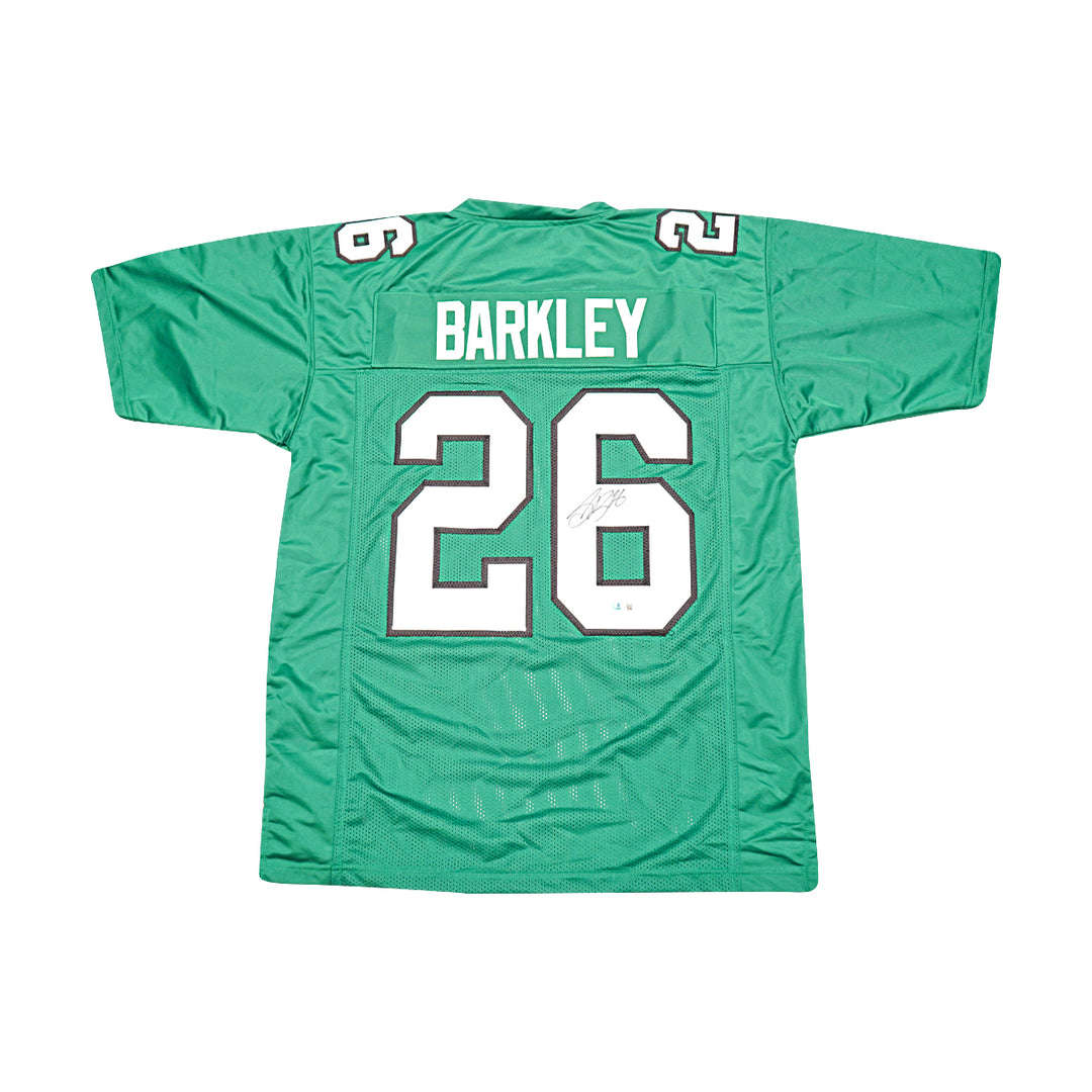 Saquon Barkley Philadelphia Eagles Autographed Green Custom Jersey Beckett Holo