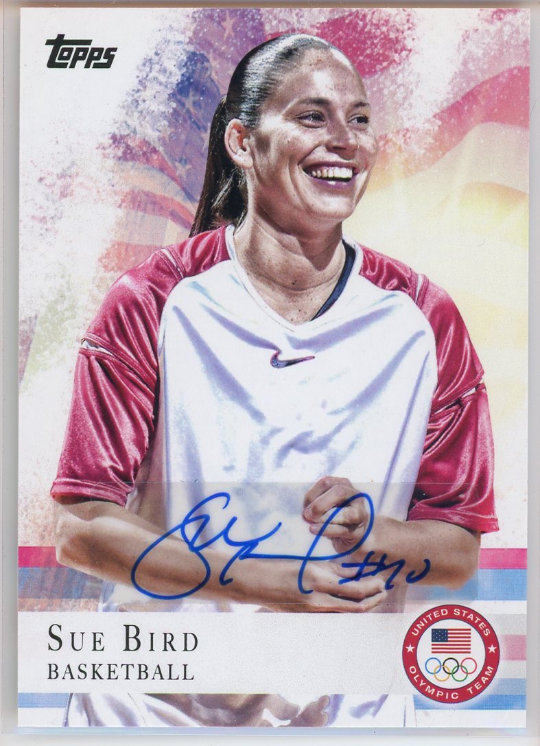 2012 Topps U.S. Olympic Team Sue Bird Card Signed Sticker Auto Slightly Damaged