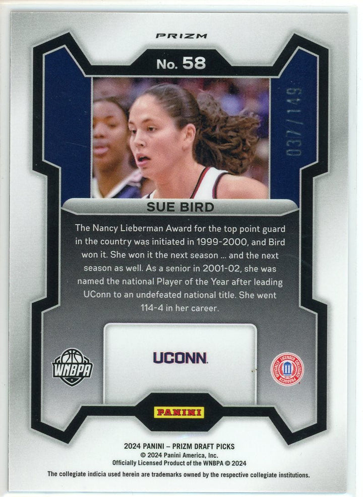 2024 Panini Prizm Draft Picks Sue Bird Purple Ice Card Signed Sticker Auto