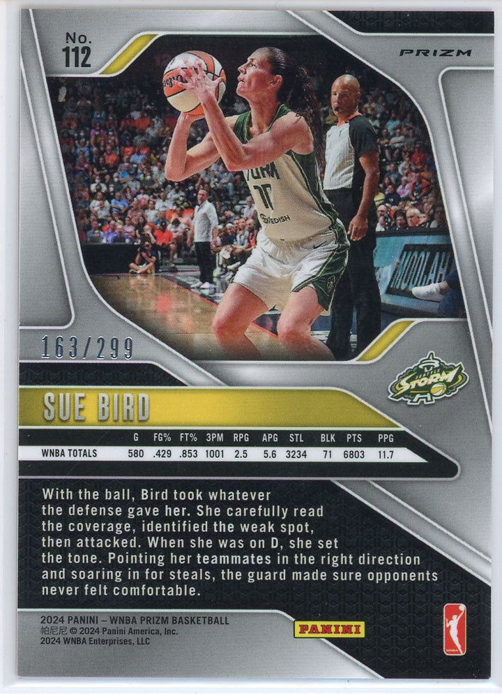 2024 Panini Prizm Sue Bird Red Parallel Card Signed Sticker Auto