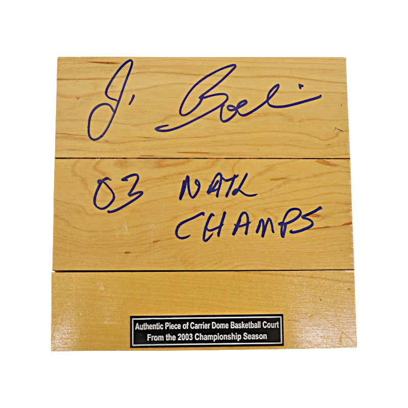 Jim Boeheim Syracuse University Autographed Signed Inscribed "03 Natl Champs" Piece of 6 x 6 2003 Carrier Dome Court (CX Auth)
