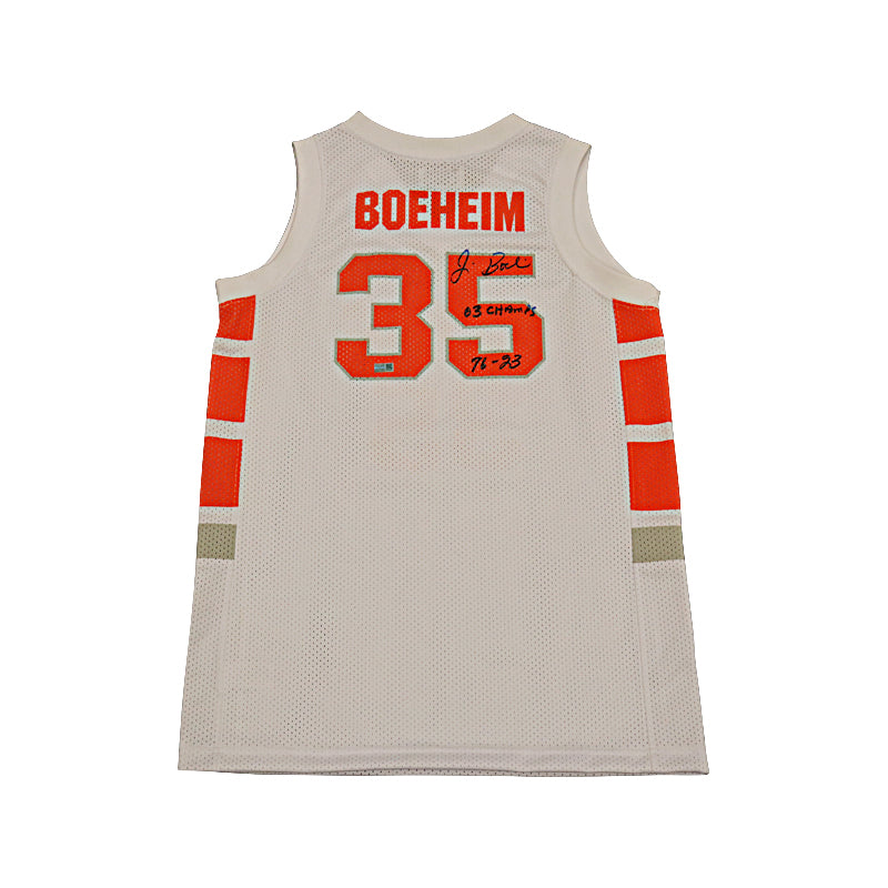Jim Boeheim Syracuse University Autographed Signed Inscribed "03 Champs, 76-23" White Retro Brand Jersey (CX Auth)