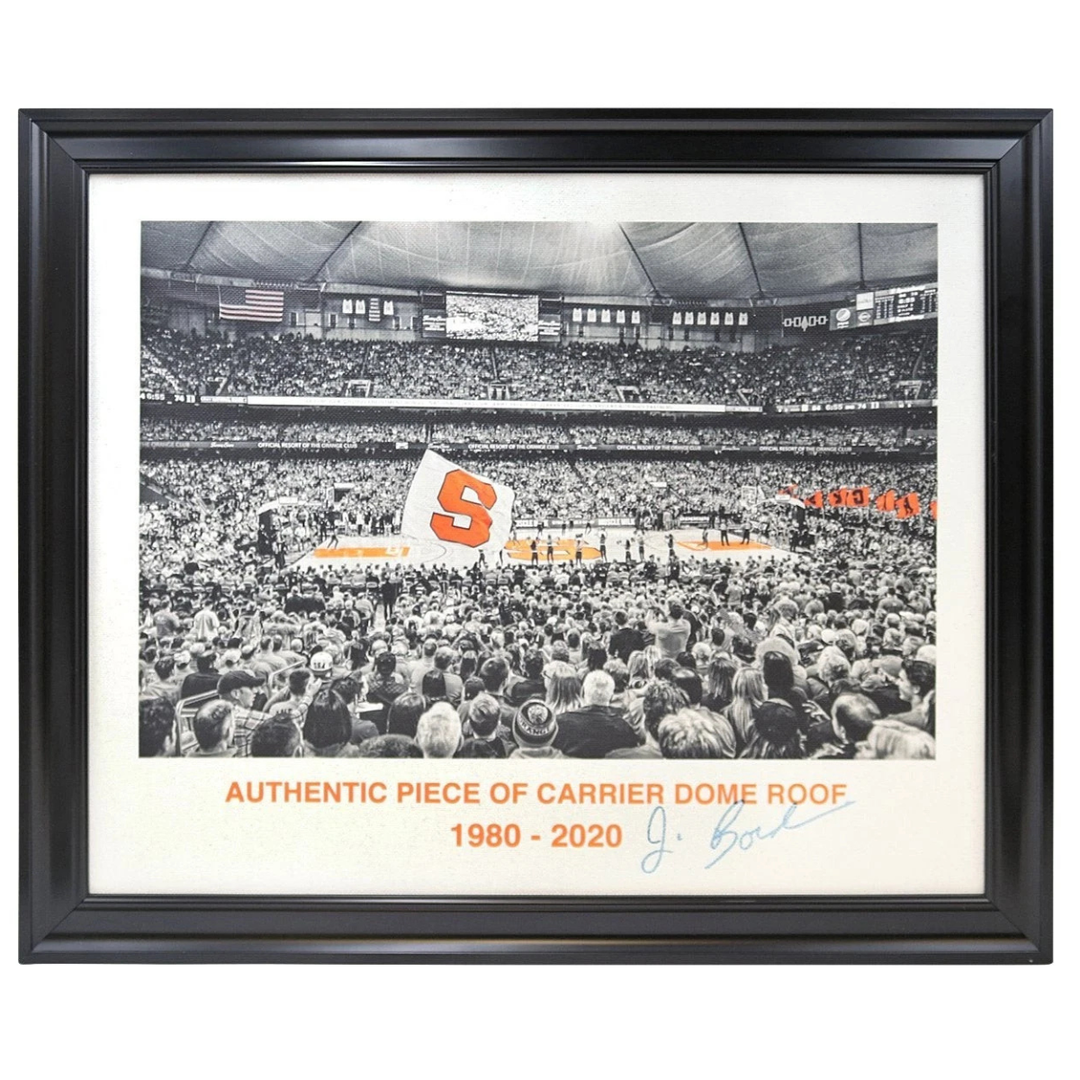 Jim Boeheim Syracuse University Autographed and Framed 16x19 Basketball Game Embellishment on Carrier Dome Roof (CX Auth)