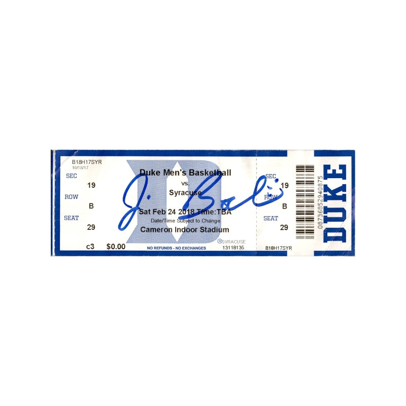 Jim Boeheim Syracuse University Autographed Signed February 24th 2018 Syracuse at Duke Ticket Stub (CX Auth)