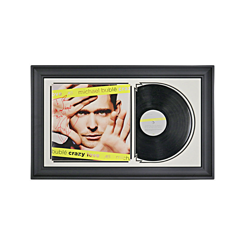 Michael Buble Autographed and Framed 2009 Crazy Love Vinyl Record Collage - Personalized to J&R Music