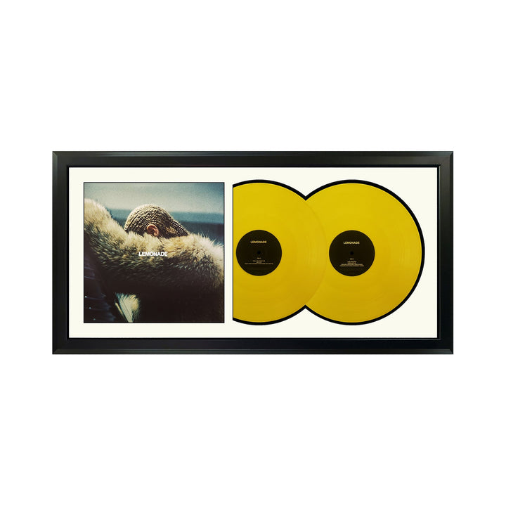 Beyonce Lemonade Genuine Double Vinyl Record & Cover Professionally Framed 17.5 x 34.5  Display with a White Mat