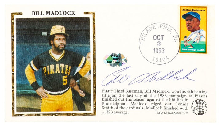 Bill Madlock Pittsburgh Pirates Signed 1983 FDC Envelope Commemorating Madlock's 4th Batting Title- Postmarked October 2,1983 (Beckett)