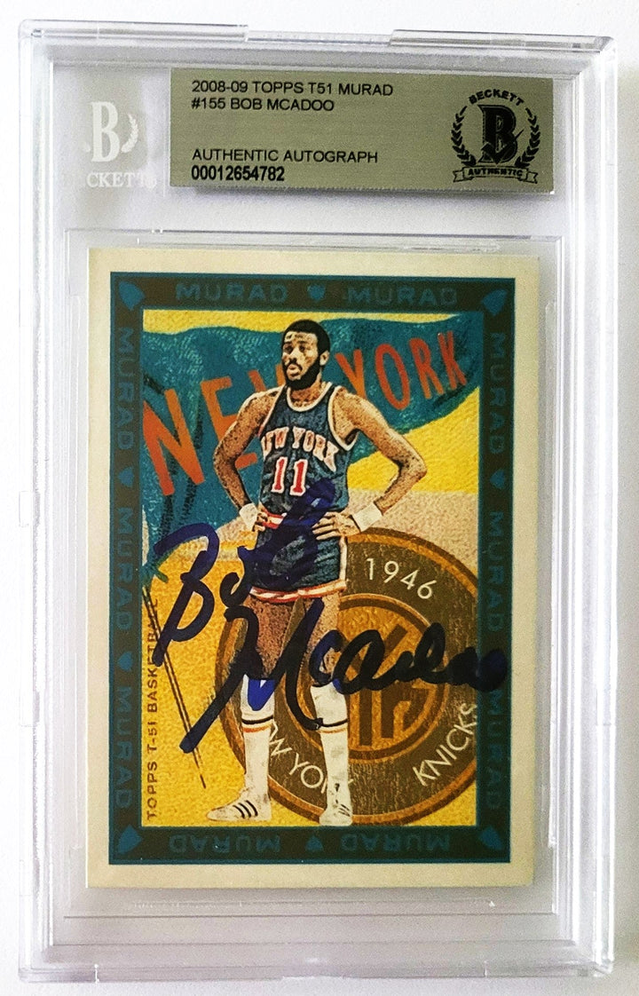 Bob McAdoo New York Knicks Signed 2008-09 ToppsT51 Murad Card #155 (Beckett Authenticated & Encapsulated Card)