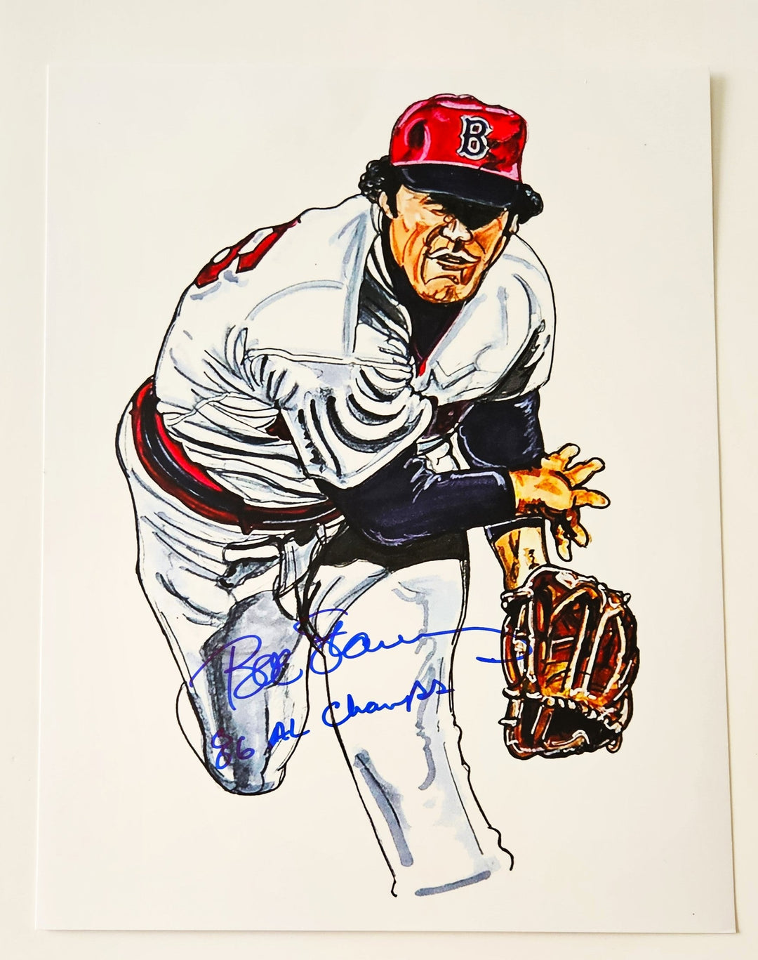 Bob Stanley Boston Red Sox SIgned 9 x 11 Photo and Inscribed 86 AL Champs (Cardboard Promotions COA & Hologram)