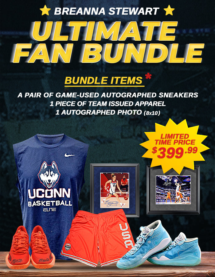 Breanna Stewart Ultimate Fan Bundle - Autographed Game Used Shoes, Autographed Photo, Issued Apparel