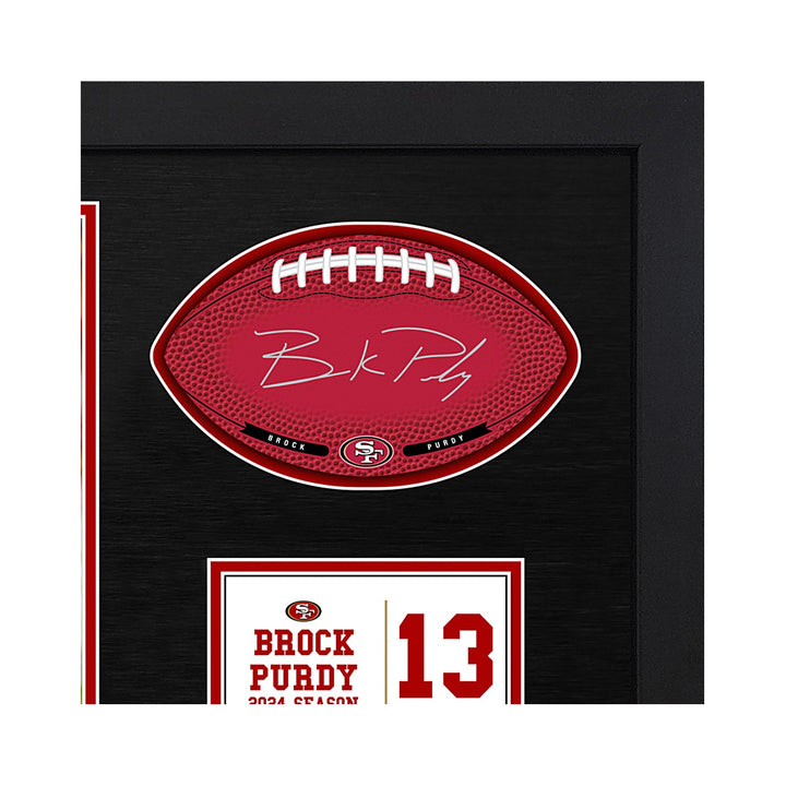 Brock Purdy San Francisco 49ers NFL Officially Licensed  Signable  With Player  Facsimile Signature and Photo Display in a 15H x 22W x 0.75D High Quality Black Frame