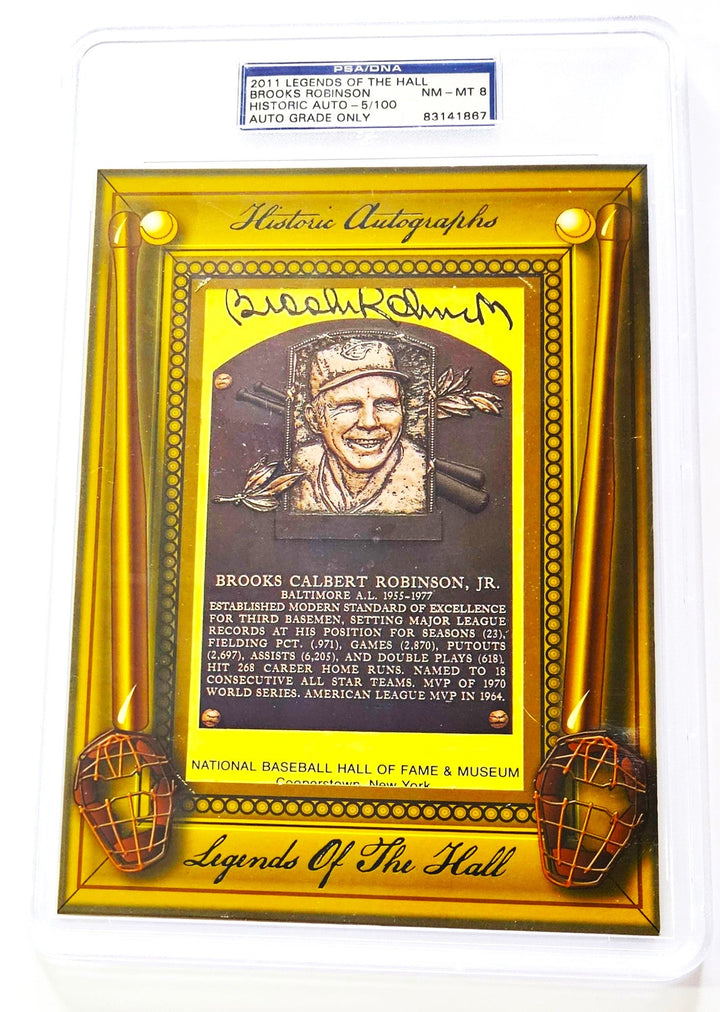 Brooks Robinson Signed 2011 Hall of Fame Plaque Legends of the Hall Historic Autographs Edition (PSA Auto Graded NM-MT 8)