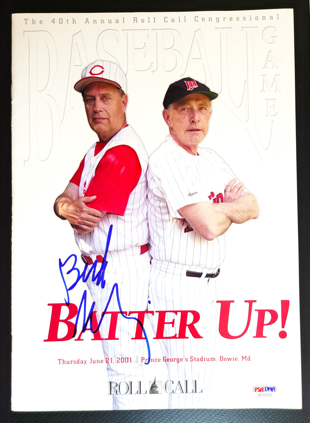 Bud Selig MLB Commissioner Signed Cover of The 40th Annual Roll Call Congressional Baseball Game Program June 21,2001 (PSA)