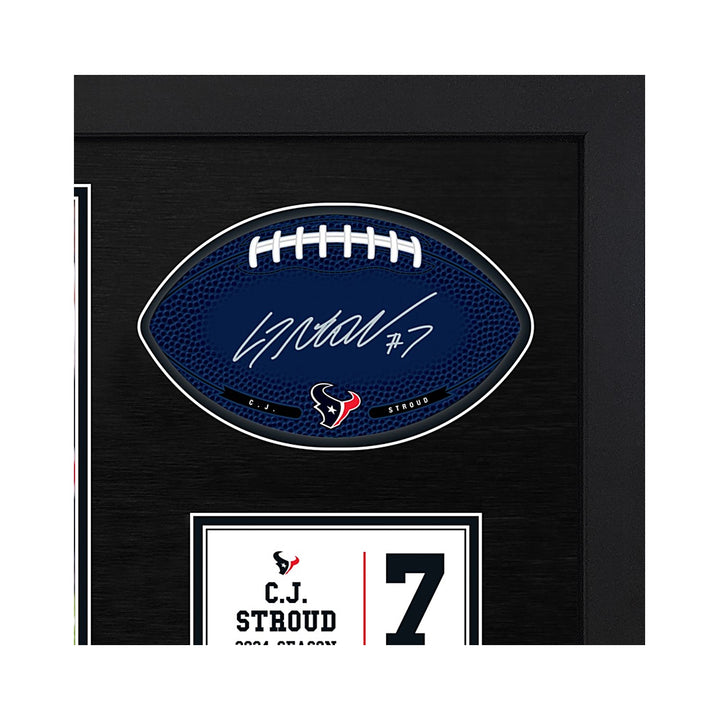 C. J. Stroud Houston TexansSignable With Players Facsimile Signature and Photo Display in a 15H x 22W x 0.75D High Quality Black Frame