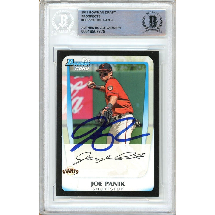 Joe Panik SF Giants Signed 2011 Bowman Draft Prospects Card Beckett Auth Auto Slab RC