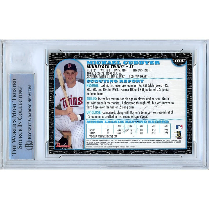 Michael Cuddyer Minnesota Twins Signed 1999 Bowman Chrome Card BAS Auth Auto Slab