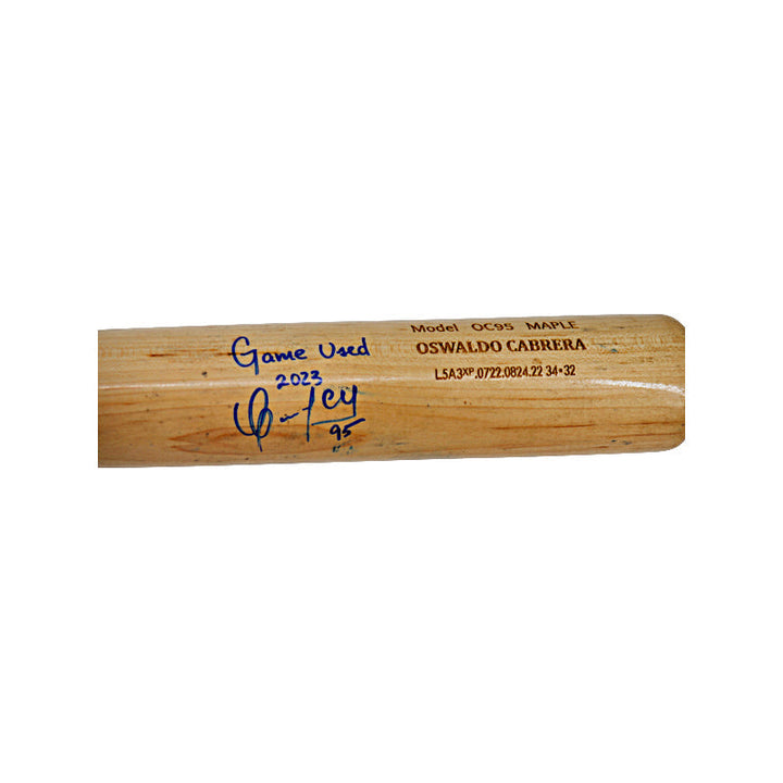 Oswaldo Cabrera New York Yankees Autographed Game Used 2023 Chandler Cracked Bat 