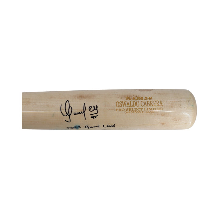 Oswaldo Cabrera New York Yankees Autographed Signed Inscribed 2025 Game Used Aaron Judge Model Cracked Tucci Bat (CX Auth)