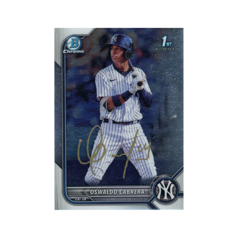 Oswaldo Cabrera New York Yankees Autographed Signed 2022 Bowman Chrome 1st Prospect Card (CX Auth)