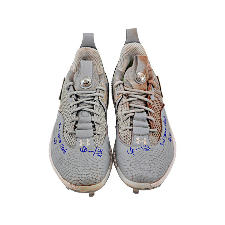 Oswaldo Cabrera New York Yankees Autographed and Inscribed 2023 "Road Game Cleats G/U" Grey Harper 7 Cleats