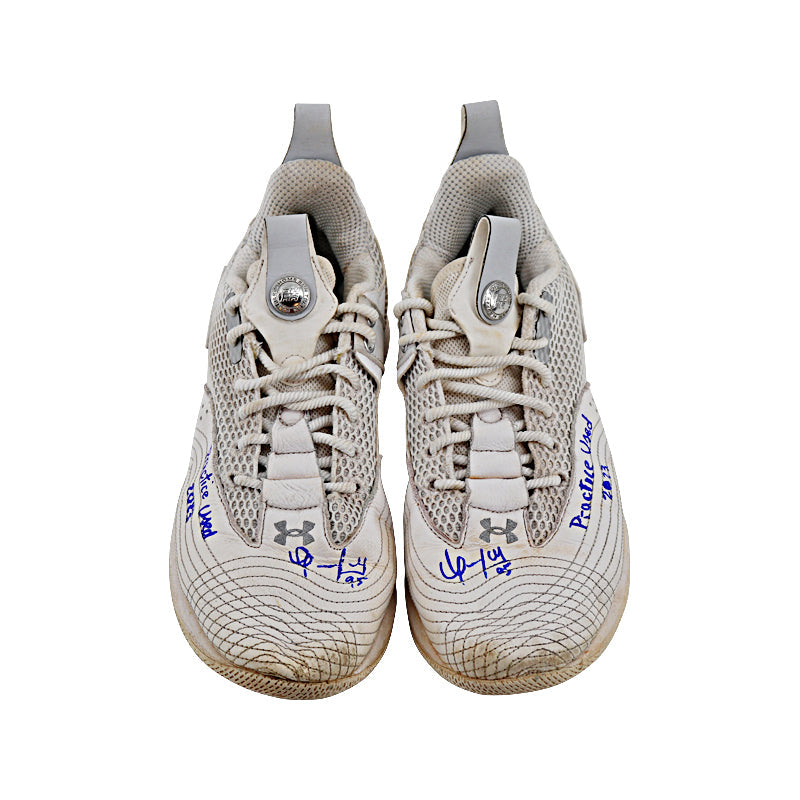 Oswaldo Cabrera New York Yankees Autographed and Inscribed "Practice Used 2023" White/Silver Harper 7 Cleats