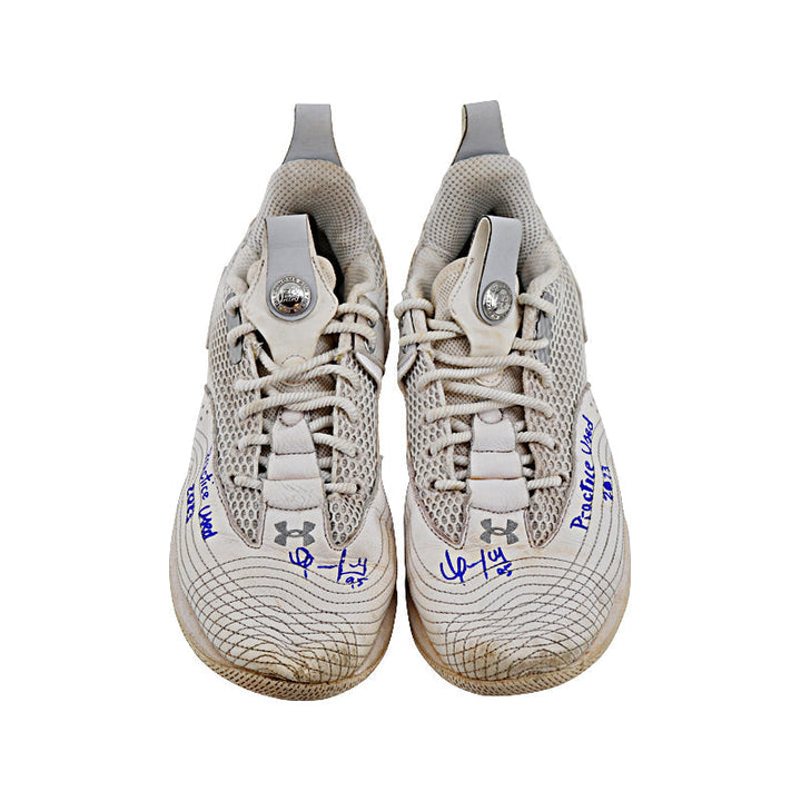 Oswaldo Cabrera New York Yankees Autographed and Inscribed "Practice Used 2023" White/Silver Harper 7 Cleats