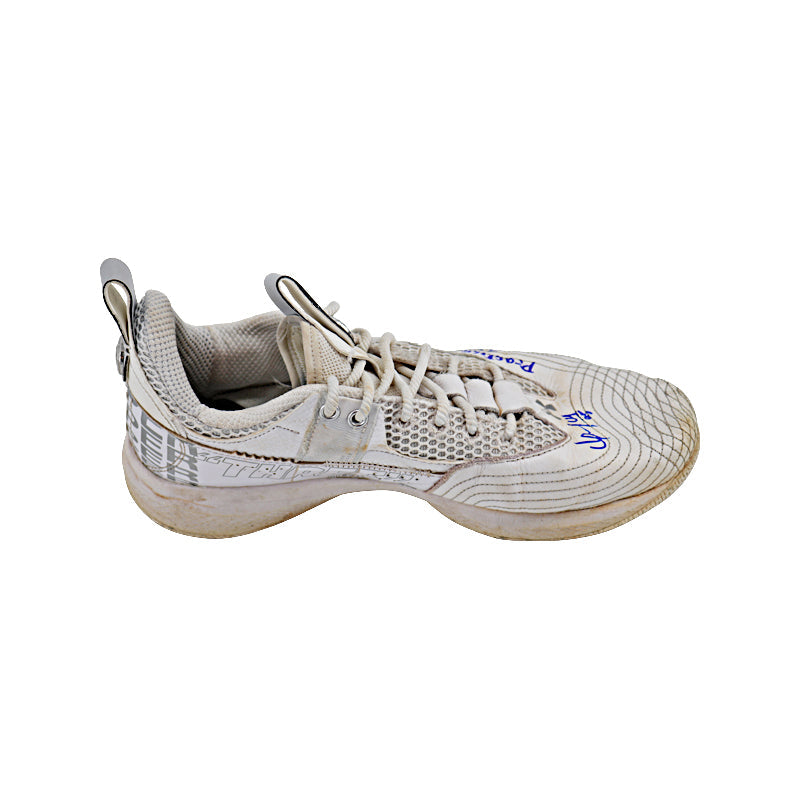 Oswaldo Cabrera New York Yankees Autographed and Inscribed "Practice Used 2023" White/Silver Harper 7 Cleats