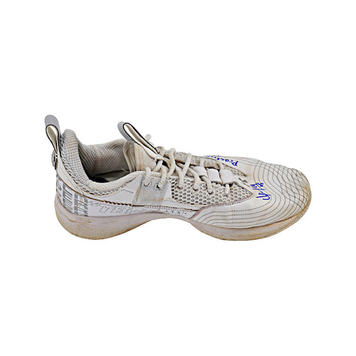 Oswaldo Cabrera New York Yankees Autographed and Inscribed "Practice Used 2023" White/Silver Harper 7 Cleats