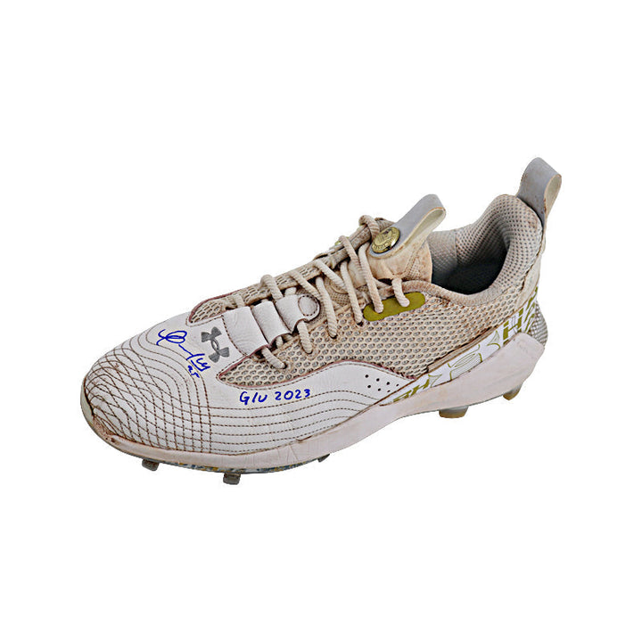 Oswaldo Cabrera New York Yankees Autographed and Inscribed "G/U 2023" White/Gold Harper 7 Cleats