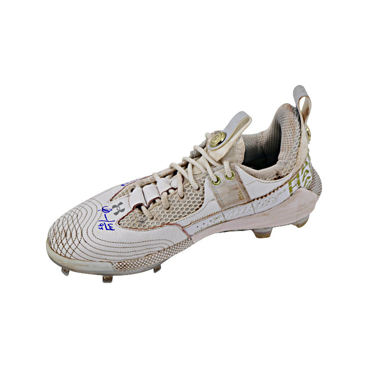 Oswaldo Cabrera New York Yankees Autographed and Inscribed "G/U 2023" White/Gold Harper 7 Cleats