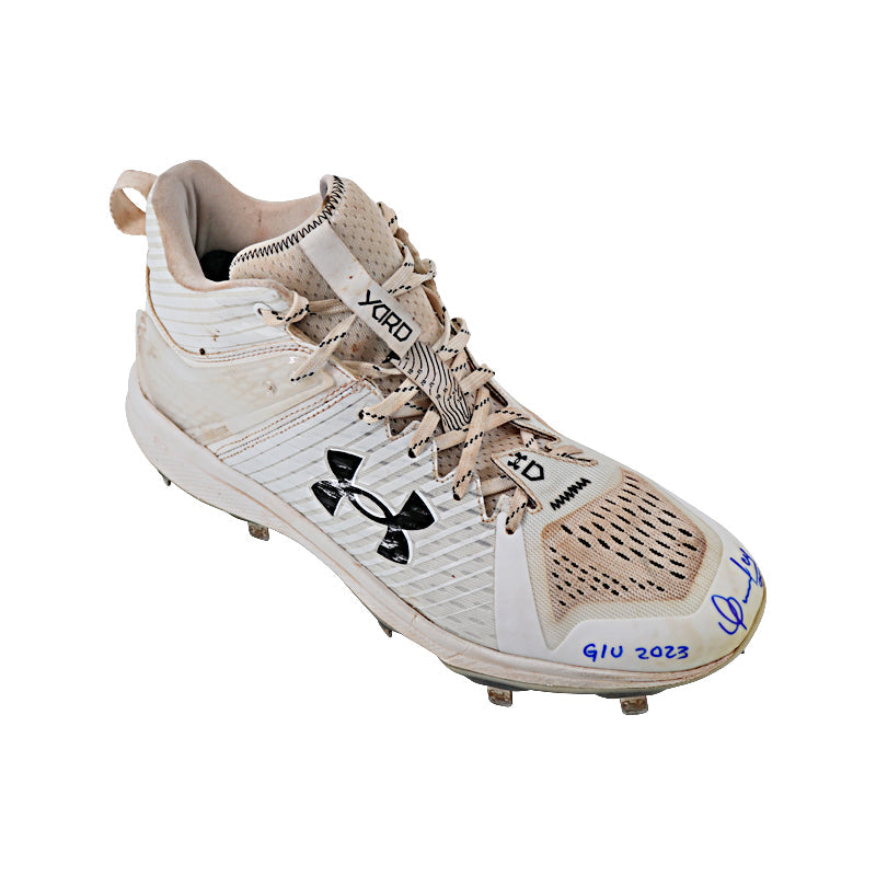 Oswaldo Cabrera New York Yankees Autographed and Inscribed "Game/U 2023" White/Grey Yard Cleats