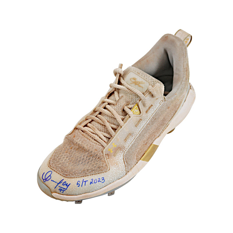 Oswaldo Cabrera New York Yankees Autographed and Inscribed "S/T 2023 " Gold/Grey Harper Cleats