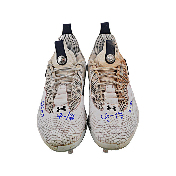 Oswaldo Cabrera New York Yankees Autographed and Inscribed "G/U 2023" Navy/White Harper 7 Cleats