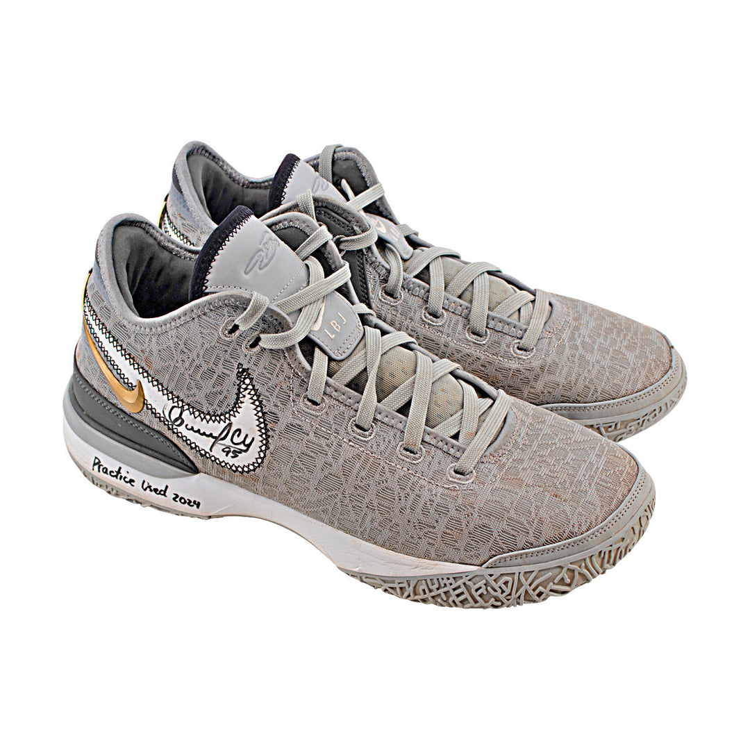 Oswaldo Cabrera New York Yankees Autographed Signed Inscribed Nike Zoom Lebron NXXT Gen Wolf Grey Metallic Gold Practice Used Sneakers (CX Auth/Cabrera LOA)