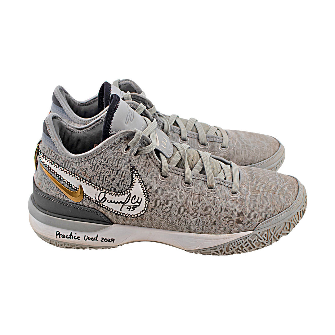 Oswaldo Cabrera New York Yankees Autographed Signed Inscribed Nike Zoom Lebron NXXT Gen Wolf Grey Metallic Gold Practice Used Sneakers (CX Auth/Cabrera LOA)