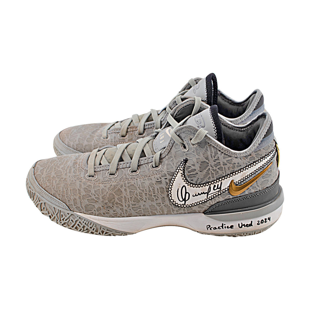 Oswaldo Cabrera New York Yankees Autographed Signed Inscribed Nike Zoom Lebron NXXT Gen Wolf Grey Metallic Gold Practice Used Sneakers (CX Auth/Cabrera LOA)