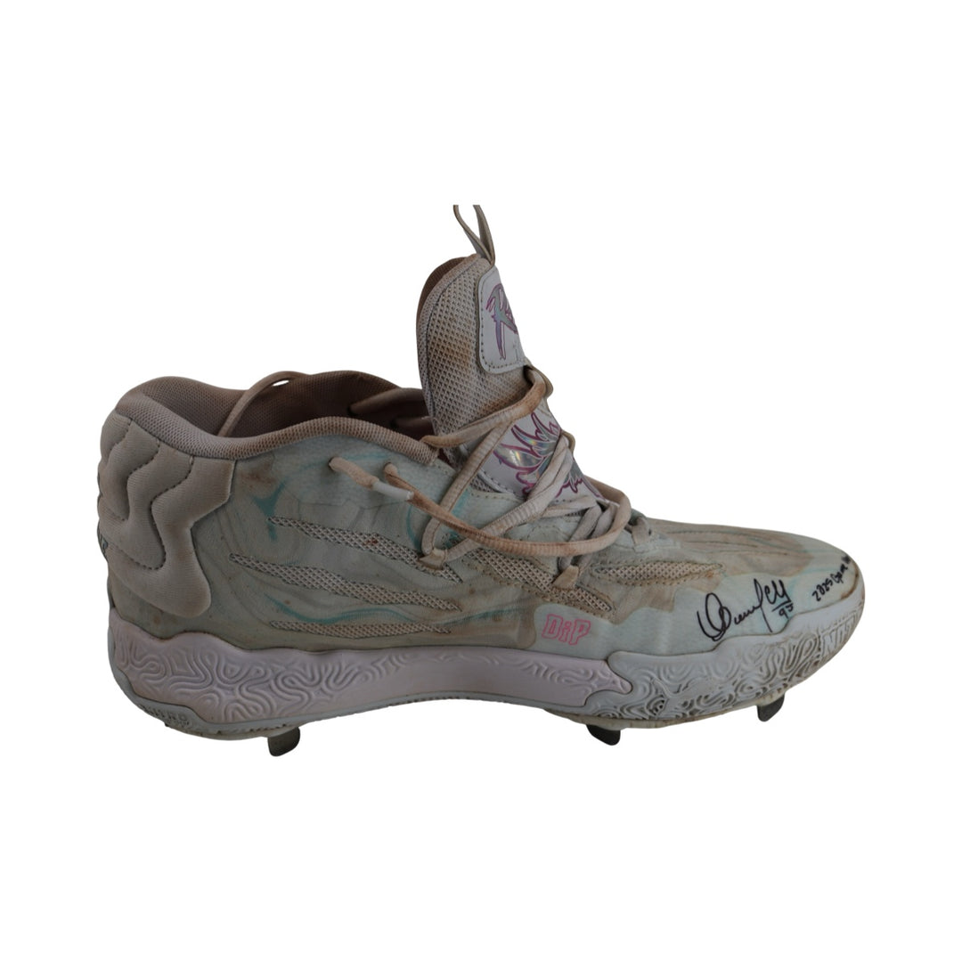 Oswaldo Cabrera New York Yankees Autographed Signed Inscribed 2025 Game Used Lamelo Ball Puma MB.03 Iridescent Cleats (CX Auth)