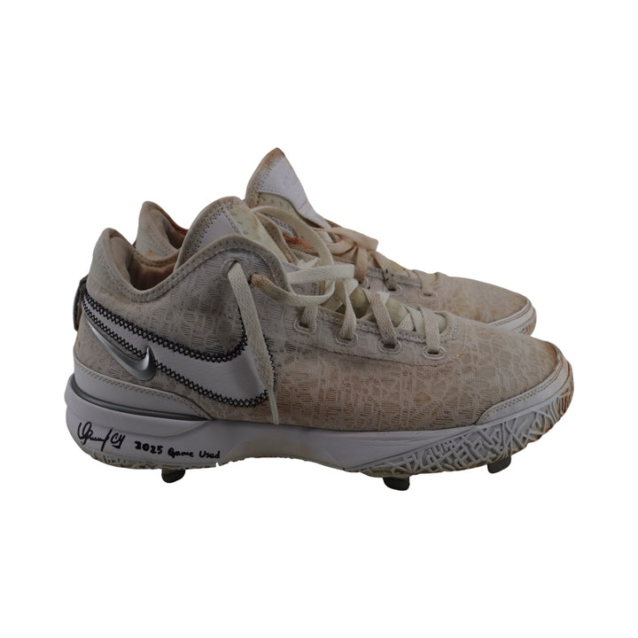 Oswaldo Cabrera New York Yankees Autographed Signed Inscribed 2025 Game Used Lebron NXXT Gen Triple White Cleats (CX Auth)