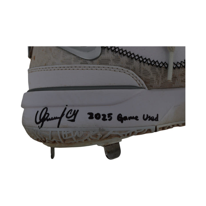 Oswaldo Cabrera New York Yankees Autographed Signed Inscribed 2025 Game Used Lebron NXXT Gen Triple White Cleats (CX Auth)