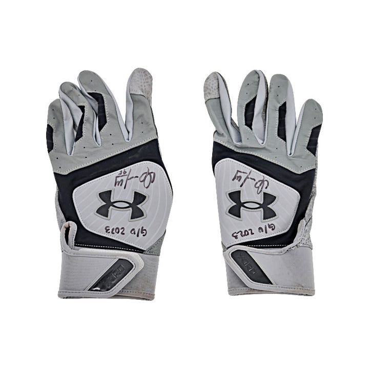 Oswaldo Cabrera New York Yankees Autographed and Inscribed "G/U 2023" Grey/Black Under Armour Batting Gloves 