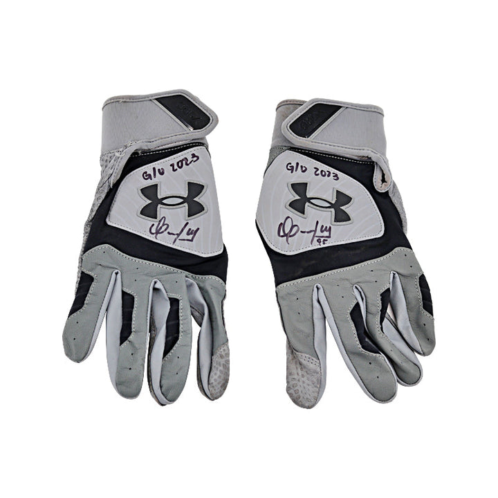 Oswaldo Cabrera New York Yankees Autographed and Inscribed "G/U 2023" White/Grey Under Armour Batting Gloves
