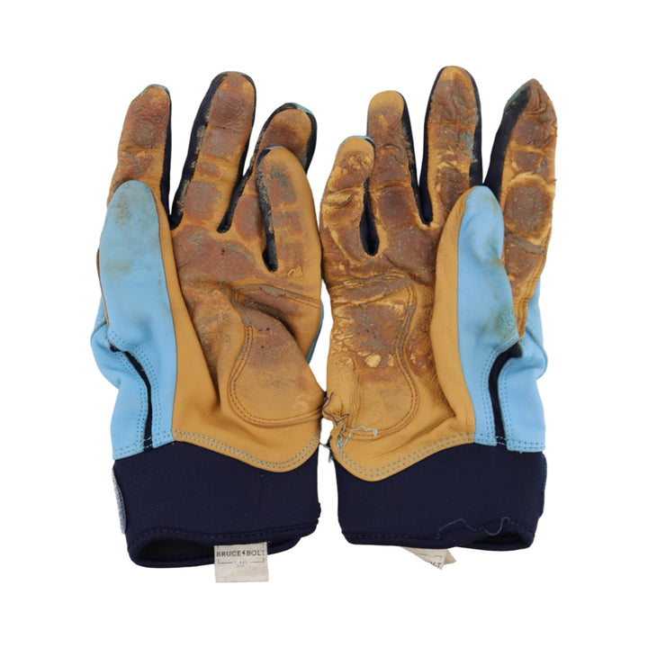 Oswaldo Cabrera New York Yankees Autographed Signed Inscribed Bruce Bolt Light Blue/Navy 2025 Game Used Gloves (CX Auth)