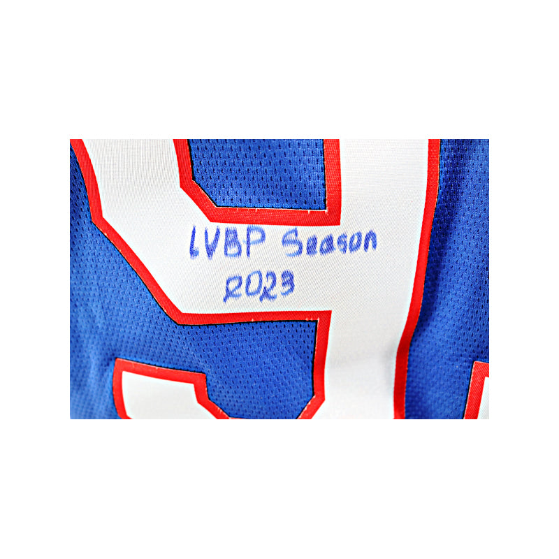 Oswaldo Cabrera Venezuelan Professional Baseball League Autographed and Inscribed "LVBP 2023 Season" Game Used Tiburones de la Guaira Blue Jersey (Oswaldo Cabrera LOA)