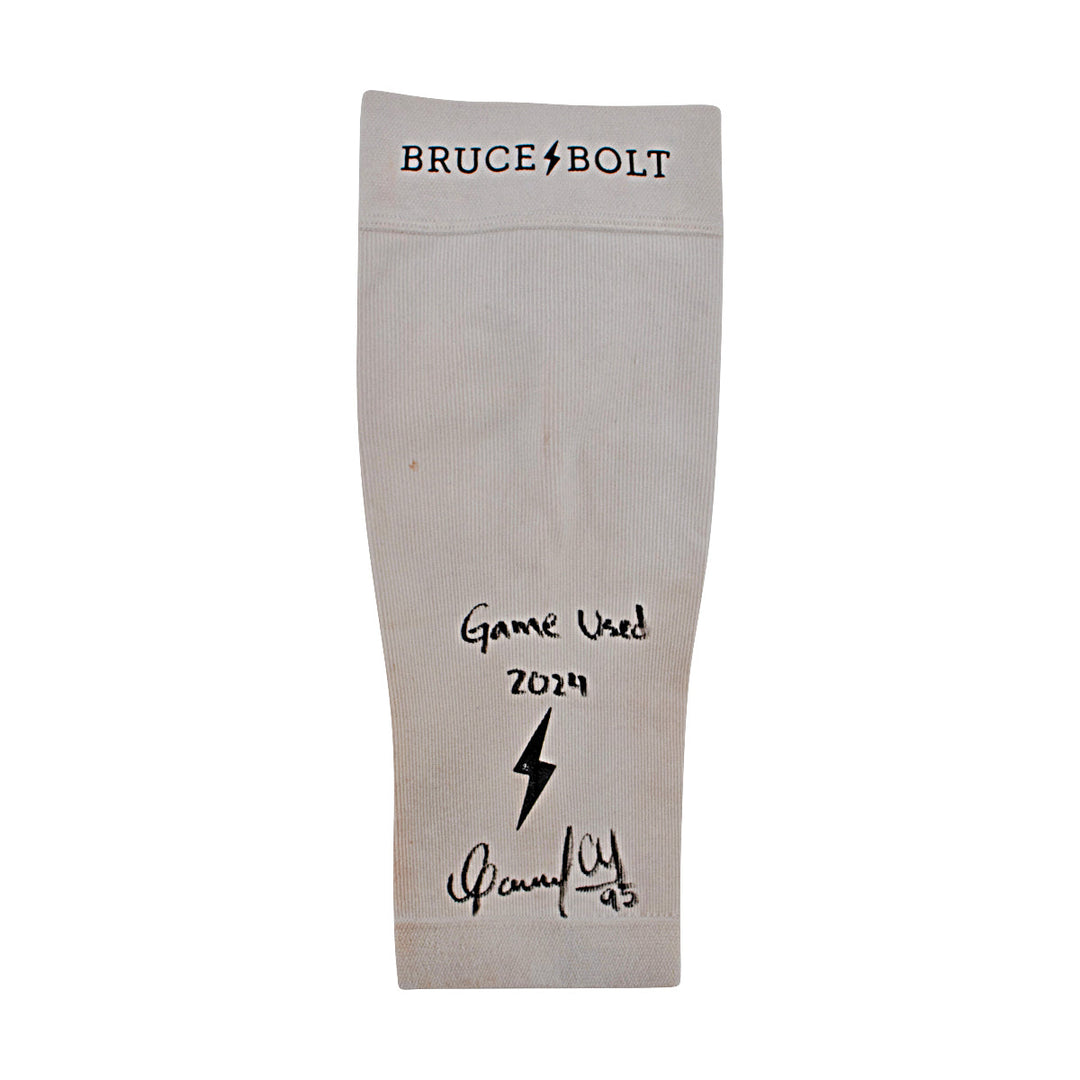 Oswaldo Cabrera New York Yankees Autographed Signed Inscribed Bruce Bolt White Game Used Short Arm Sleeve (CX Auth/Cabrera LOA)