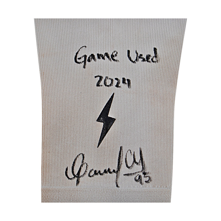 Oswaldo Cabrera New York Yankees Autographed Signed Inscribed Bruce Bolt White Game Used Short Arm Sleeve (CX Auth/Cabrera LOA)