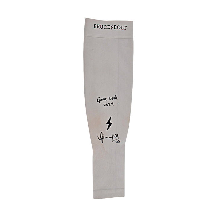 Oswaldo Cabrera New York Yankees Autographed Signed Inscribed Bruce Bolt White Game Used Long Arm Sleeve (CX Auth/Cabrera LOA)