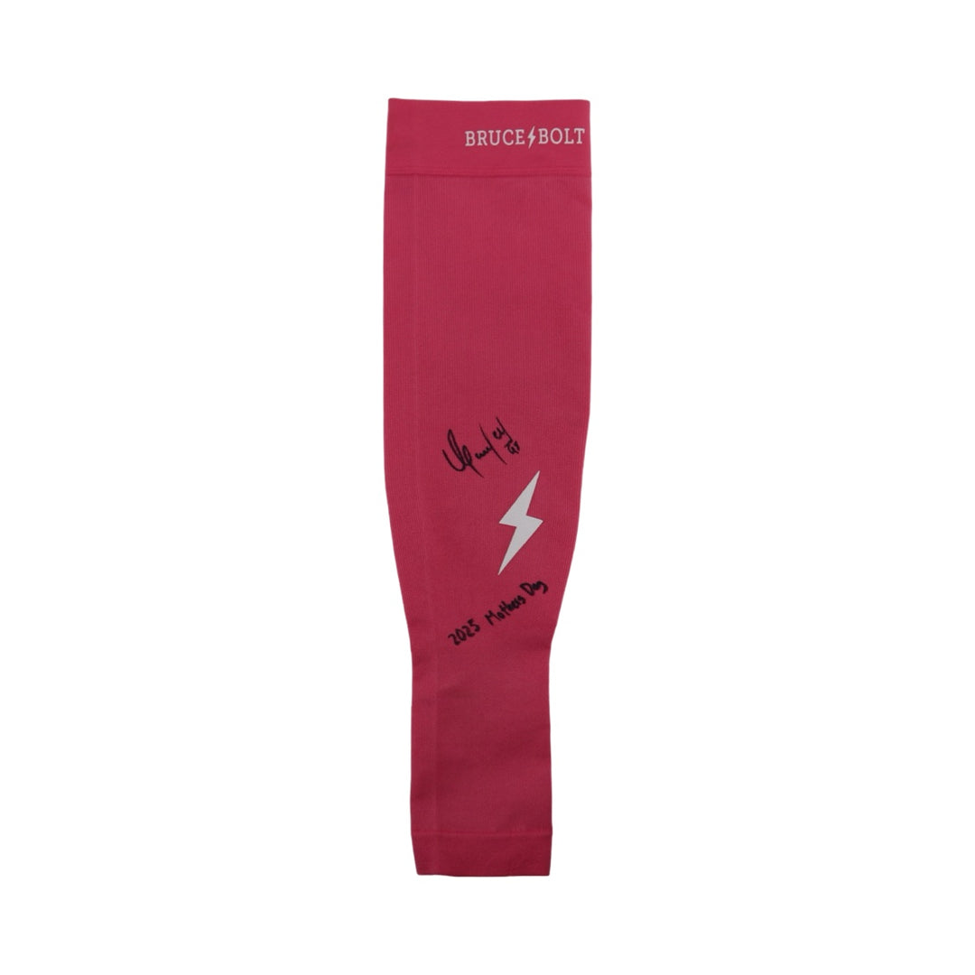 Oswaldo Cabrera New York Yankees Autographed Signed Inscribed Bruce Bolt 2025 Mothers Day Game Used Long Arm Sleeve (CX Auth)
